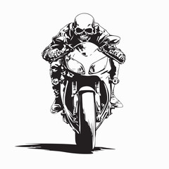 Human Skull Riding Motorsport Vehicle Vector Illustration on white background