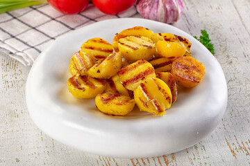 Grilled small baby young potato