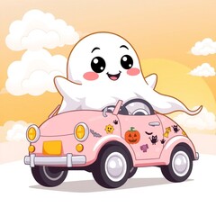 cartoon car in the rain