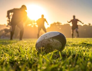 Rugby Ball at Sunrise