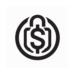 Fototapeta premium Padlock with Dollar Symbol Vector Illustration on White Background