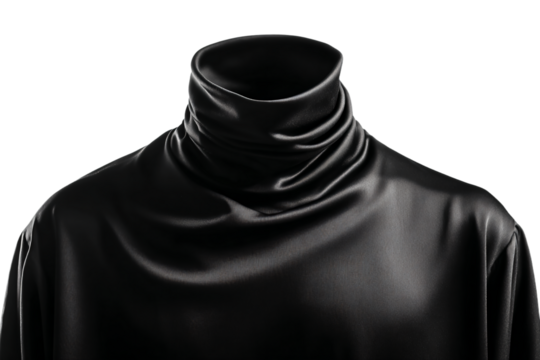 a black leather top with a cow neck - Powered by Adobe