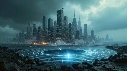 Technological Sense Coastal City Luminous Landscape