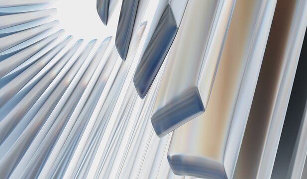 Abstract 3d background with glass dispersion cube shapes and circle effect. Geometric iridescent crystal glass. 3D illustration 4k 8k. Modern wallpaper, digital technology.