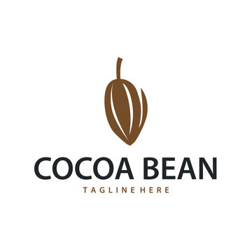 Cocoa bean logo design concept fruit chocolate drink silhouette and plantation symbol illustration icon template vector design