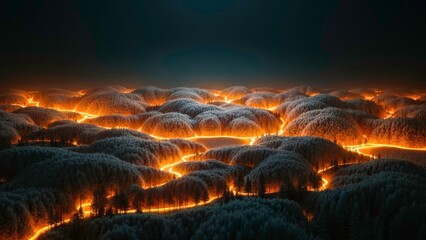 Technological Sense Orange Light Mountain Landscape