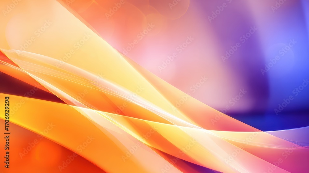 Poster abstract waves of orange and purple light intertwine, creating a dynamic background for creative pro