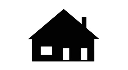 Minimalist black and white house icon for property listings, real estate marketing, and architectural design presentation, demonstrating homeownership.