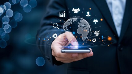 Global business success connects through modern technology and mobile strategy