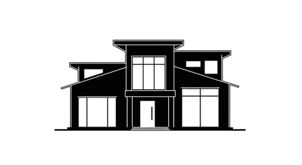 Minimalist Black and White House Illustration for Architectural Design, Real Estate Marketing, and Housing Development Projects