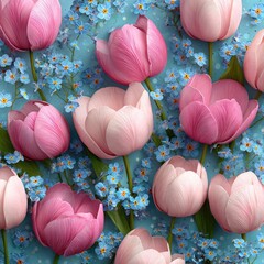 Floral Buds and Blue Flowers