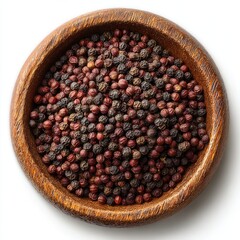 Pink Peppercorns in Wooden Bowl