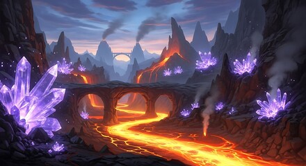 Crystal-Encrusted Volcanic Landscape.