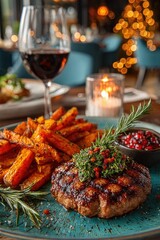 Dinner Plate with Steak and Sweet Potato Fries