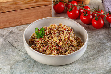 Boiled quinoa cereal in the bowl