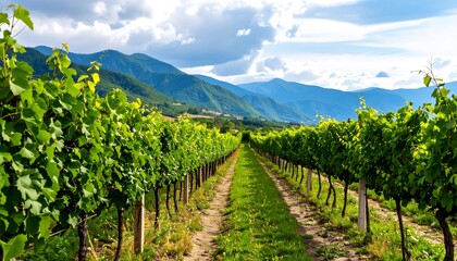 Naklejka premium Lush vineyard landscape