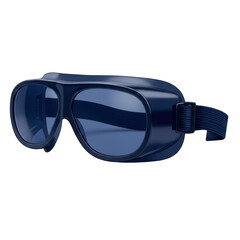 Dark blue diving goggles with adjustable strap isolated on transparent background