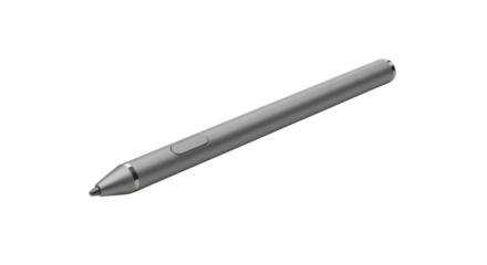 Silver digital pen for tablet or touchscreen use isolated PNG with Transparent Background