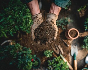 Hands Holding Soil Garden Supplies