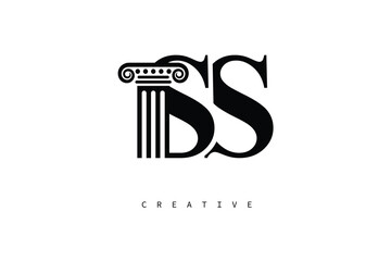 SS Law Prime Monogram Logo Design Classic Column & Legal Symbol