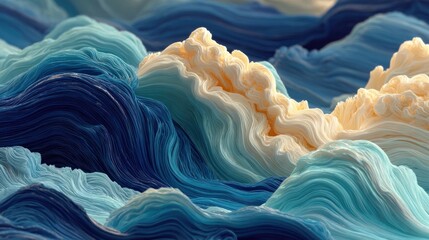Overlapping Blue and White Fluid Waves Abstract