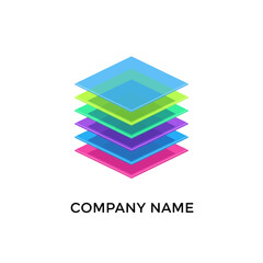 Colorful Stacked Layers Logo Design for Company Branding.