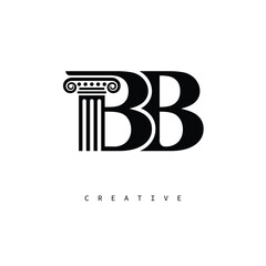 BB Law Prime Monogram Logo Design Classic Column & Legal Symbol