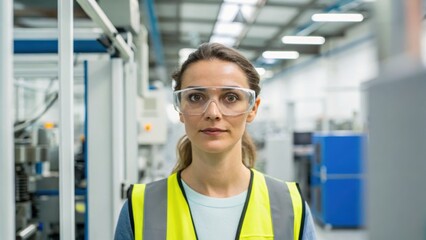 Confident woman in safety gear at work