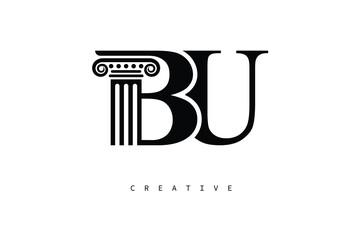 BU Law Prime Monogram Logo Design Classic Column & Legal Symbol