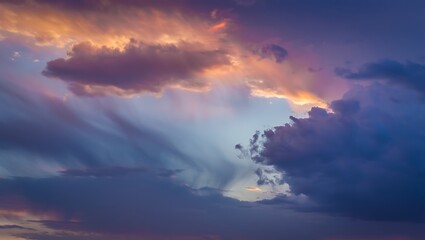 Obraz premium Dramatic sunset sky with colorful clouds formation