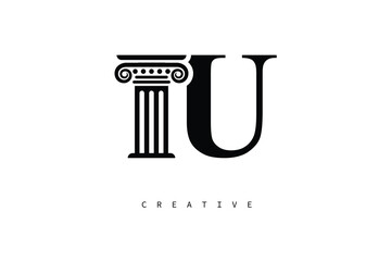 IU Law Prime Monogram Logo Design Classic Column & Legal Symbol