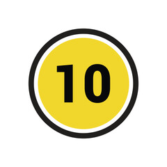 10 number icon vector outline design symbol or illustration