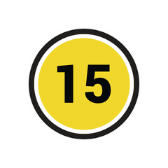15 number icon vector outline design symbol or illustration