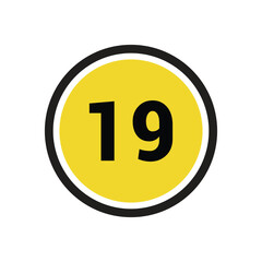 19 number icon vector outline design symbol or illustration