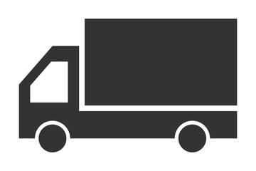 黒色配送トラックアイコン 配送・物流・輸送・宅配サービス用 フラットベクターイラスト