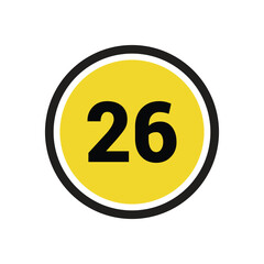 26 number icon vector outline design symbol or illustration