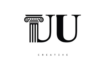 UU Law Prime Monogram Logo Design Classic Column & Legal Symbol