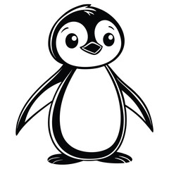 Fototapeta premium A black silhouette of a cute penguin