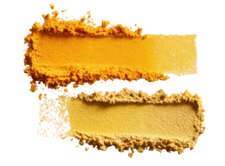 Two shades of vibrant, textured orange-yellow powder