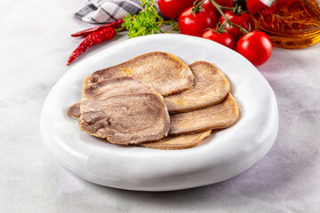 Boiled beef tomgue slices appetizer
