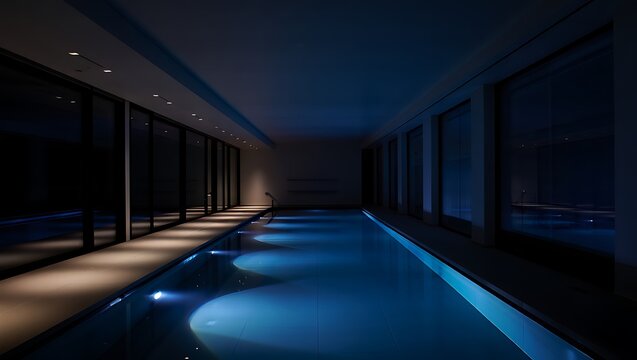 Indoor Swimming Pool with Blue Water and Modern Design