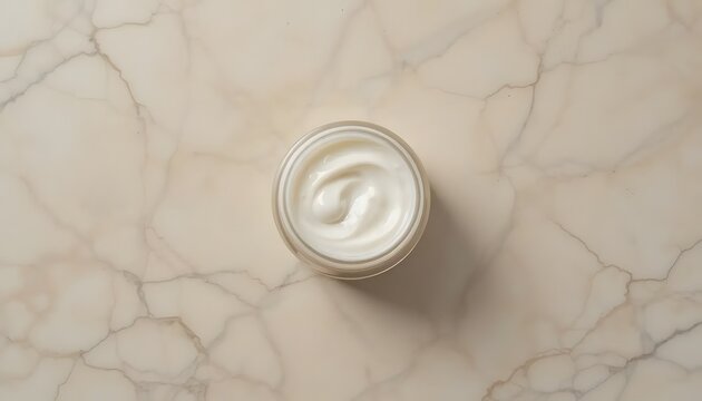 Luxurious facial cream jar with smooth texture on elegant marble surface