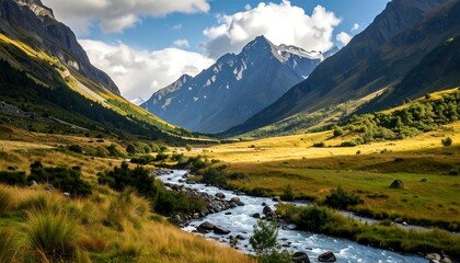Fototapeta premium Mountain valley with river