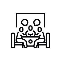 Black line icon for group discussions