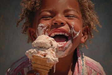 Joyful Childs Delight - A Moment of Pure Ice Cream Bliss.