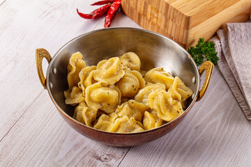 Tasty Russian dumplings with meat