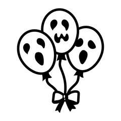 A hand drawn style icon showing ghost balloons
