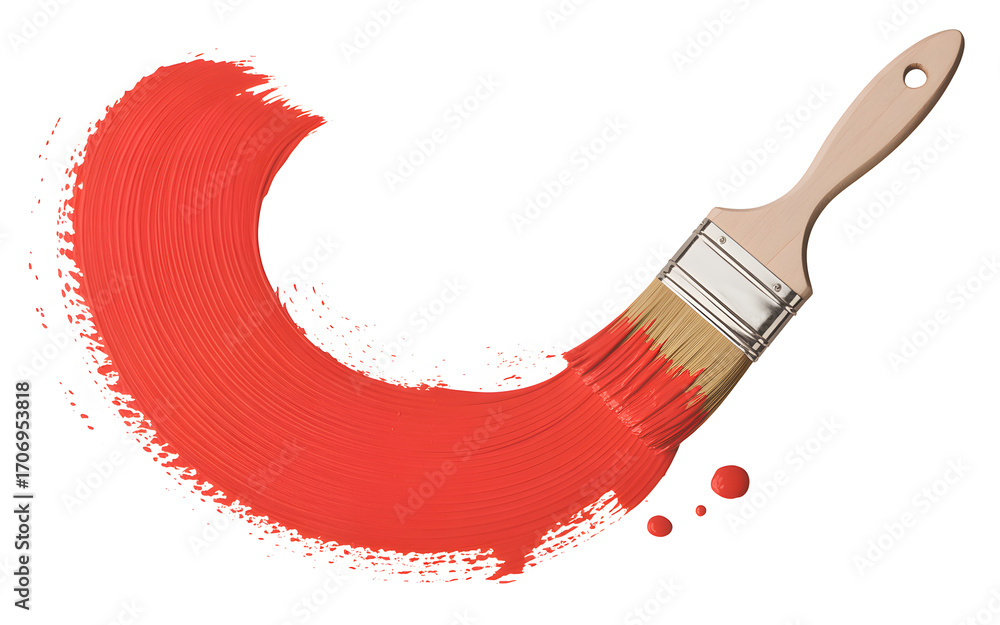 Aufkleber dynamic red paintbrush stroke on white background a bold artistic statement for creative projects an
