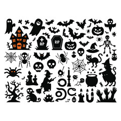 halloween elements, Halloween Silhouette Vector Art.