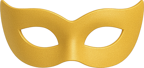 Yellow masquerade eye mask with curved shape